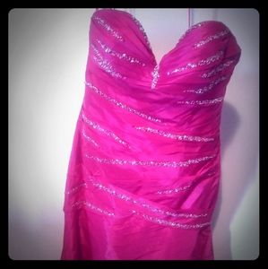 Fuchsia Taffeta Formal Prom Gown